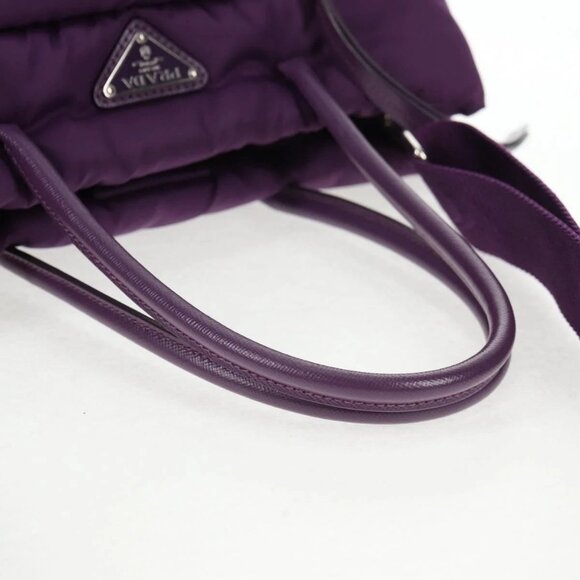 PRADA Hand Bag Nylon 2way Purple Gold Auth 138073M - Picture 8 of 16